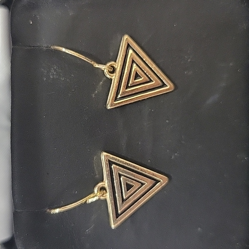 Gold and Black Triangle Earrings